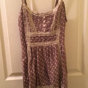 Brown Polka Dot and Lace Tank